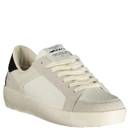 White Polyester Athletic Sneakers