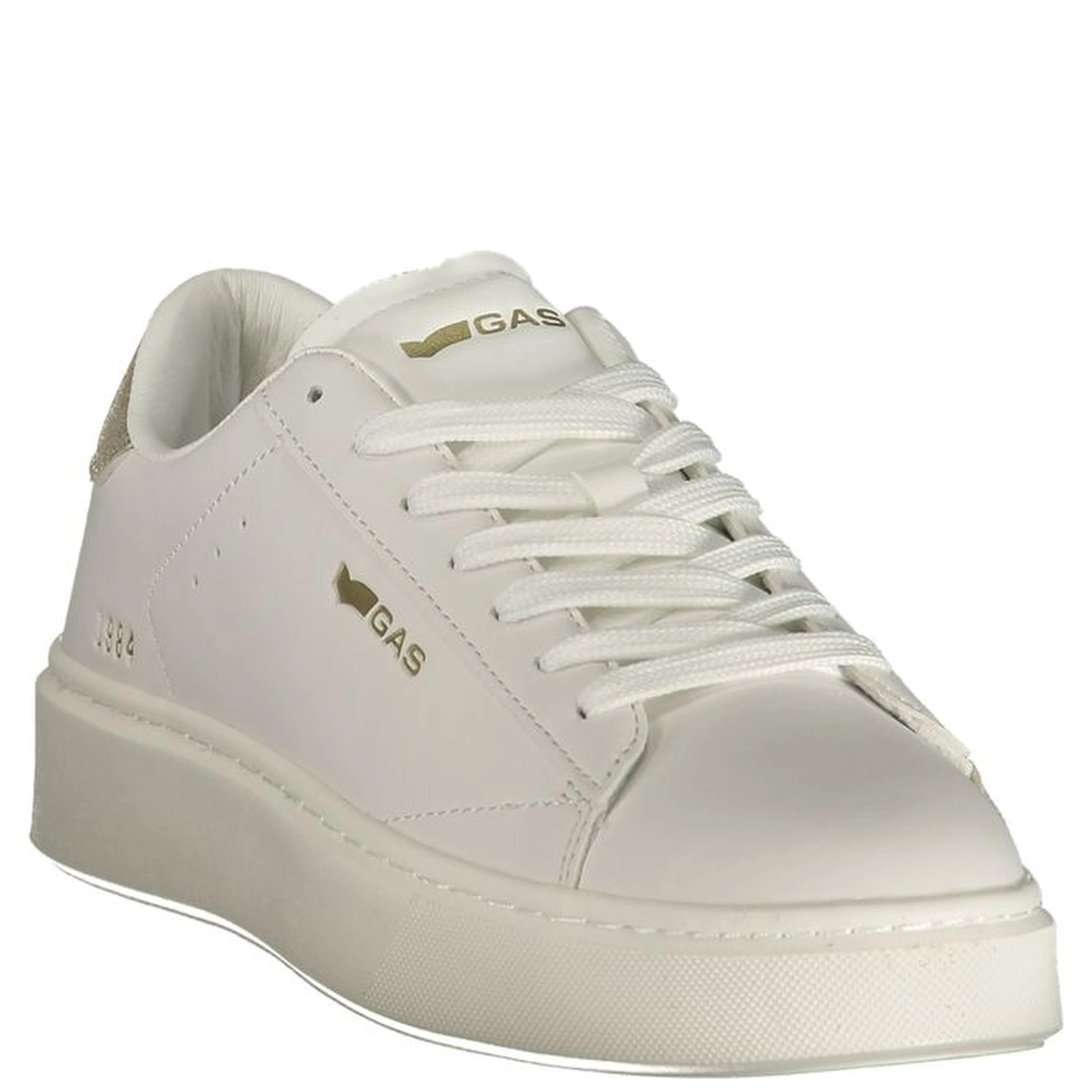 White Polyester Athletic Sneakers