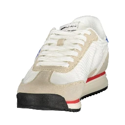White Polyester Athletic Sneakers
