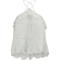 White Polyester Sleeveles T-Shirt