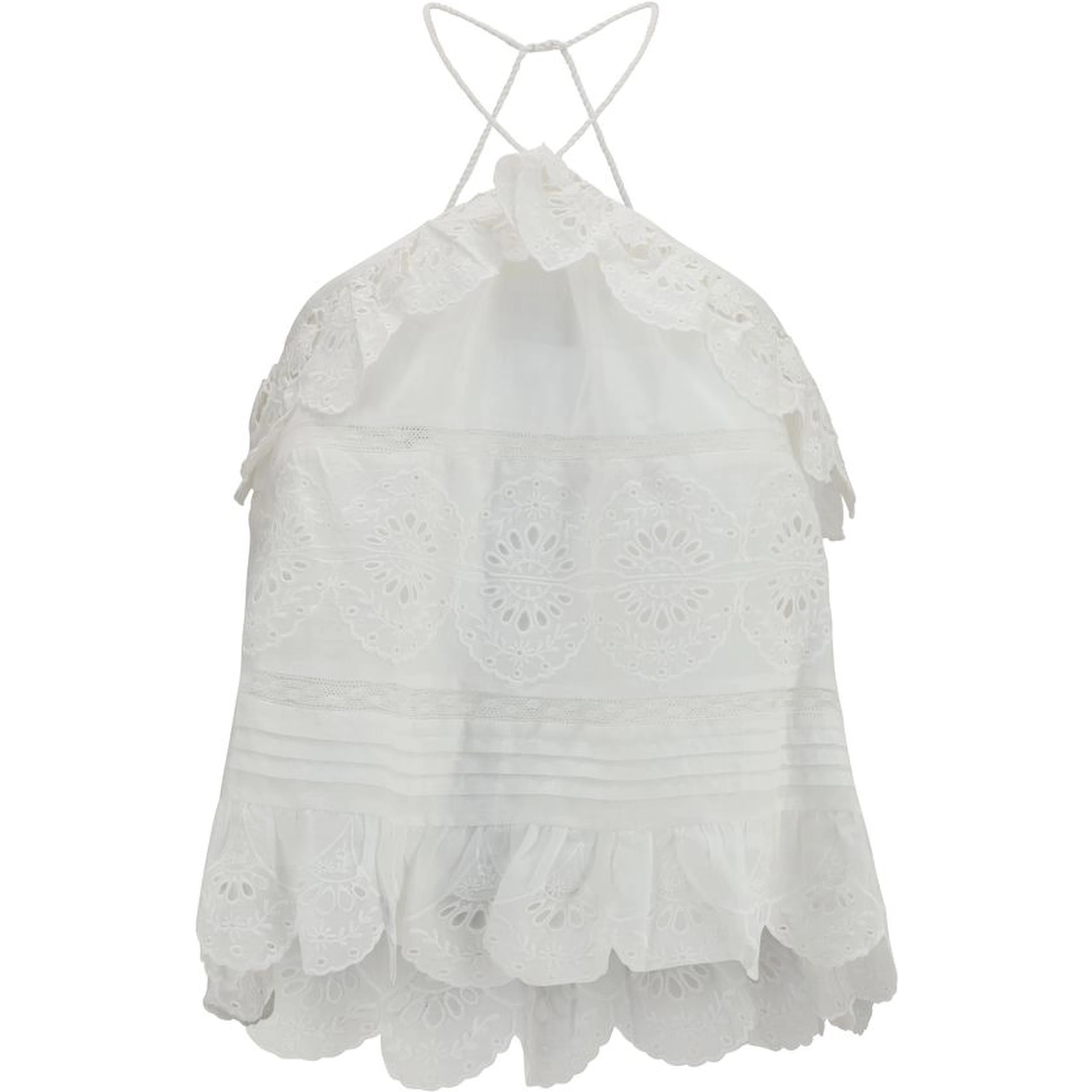 White Polyester Sleeveles T-Shirt