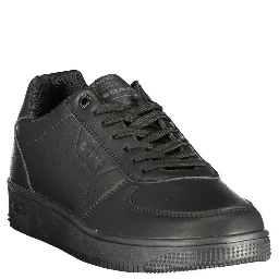 Black Polyester Athletic Sneakers
