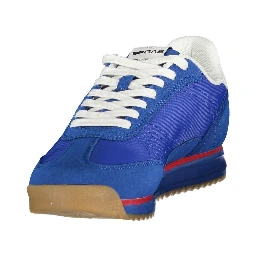 Blue Polyurethane Men Sneaker