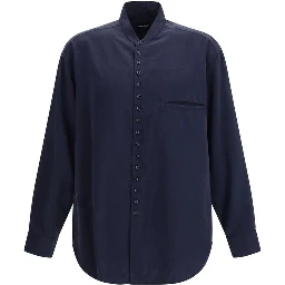 Blue Silk Dress Shirt