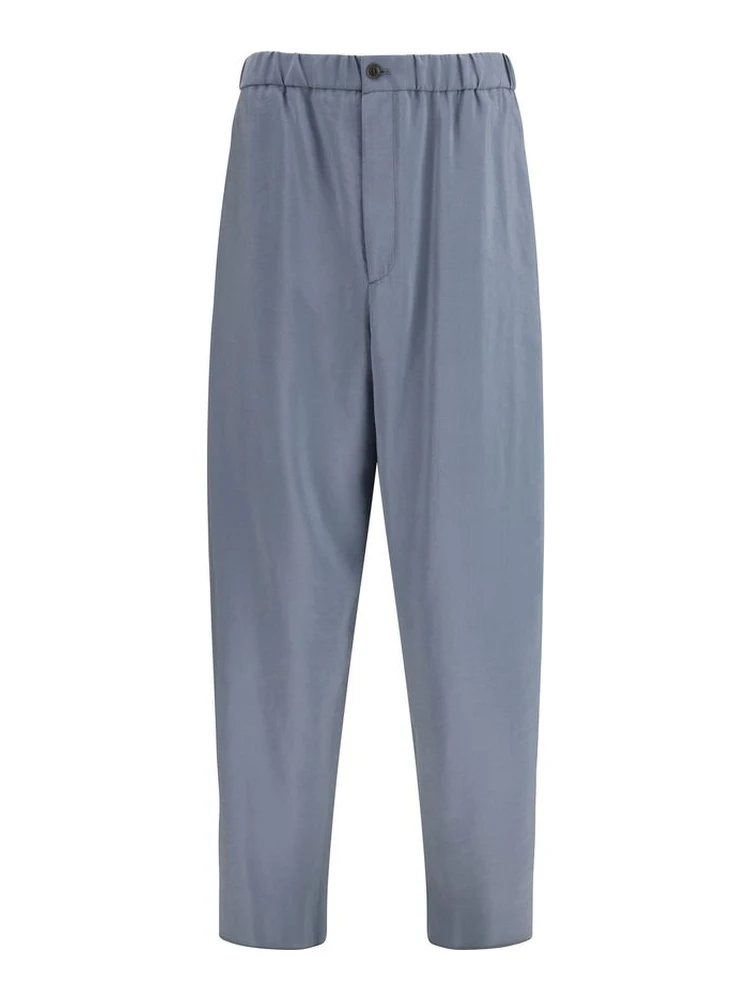Gray Silk Casual Pants
