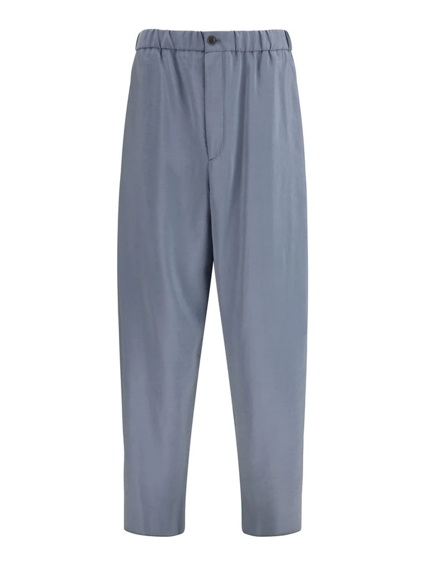 Gray Silk Casual Pants