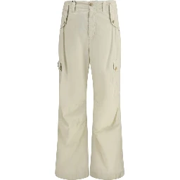 Beige Cotton Casual Pants