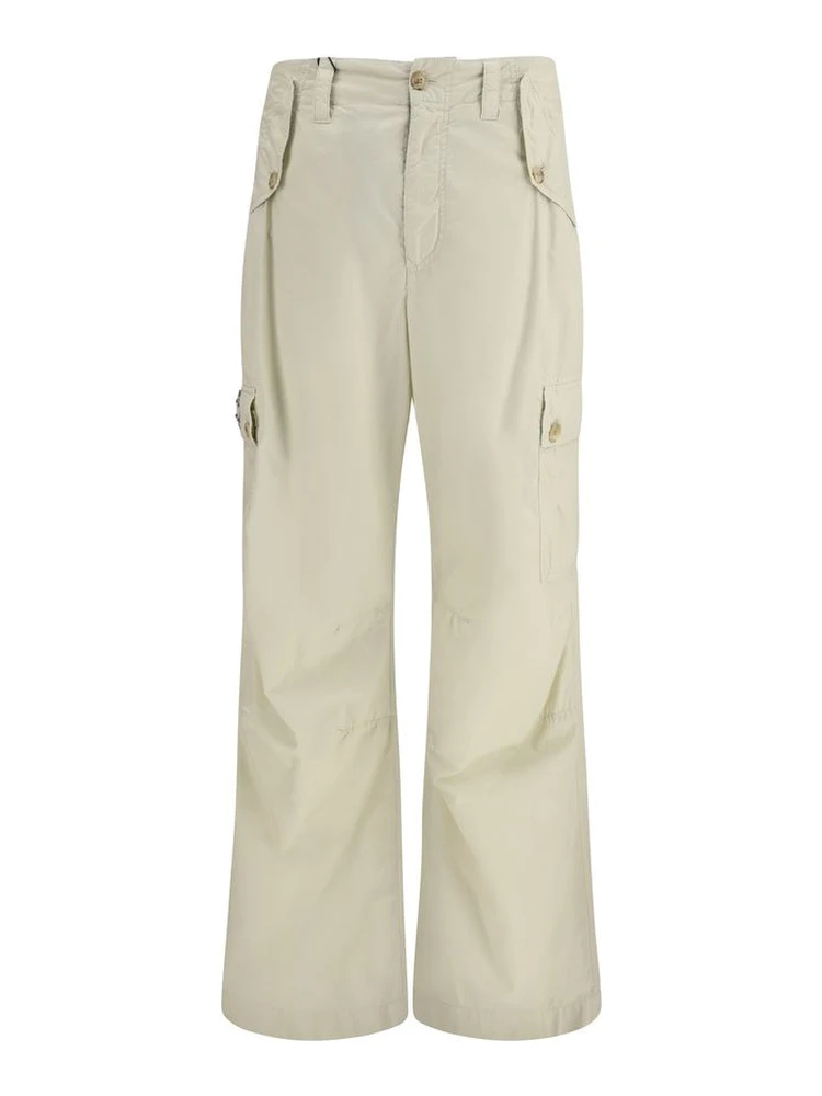 Beige Cotton Casual Pants