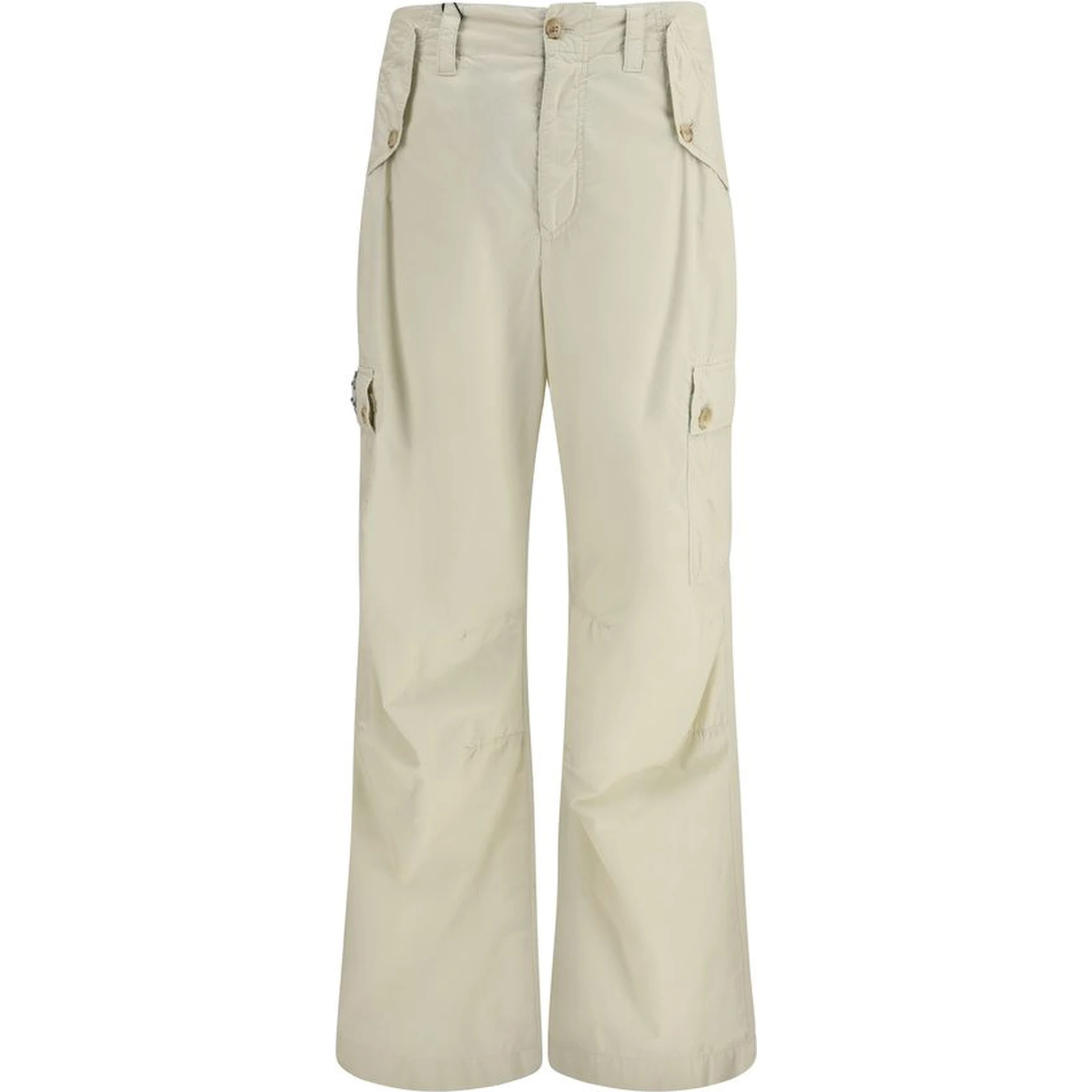 Beige Cotton Casual Pants