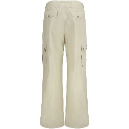 Beige Cotton Casual Pants