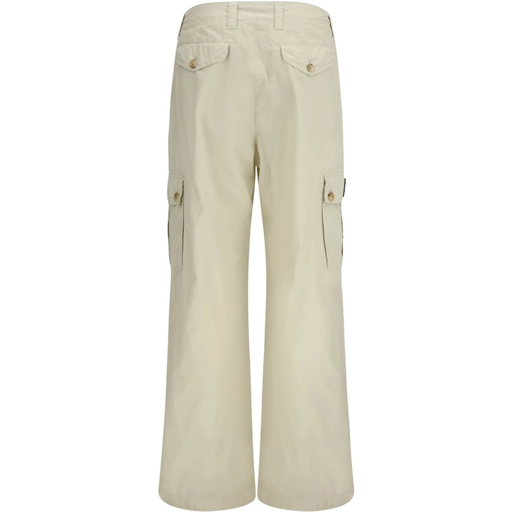 Beige Cotton Casual Pants
