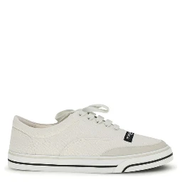 White Linen Low Top Sneakers
