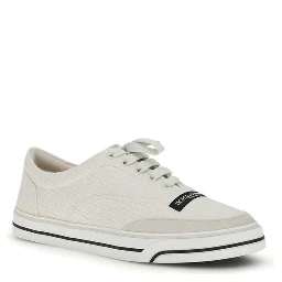 White Linen Low Top Sneakers