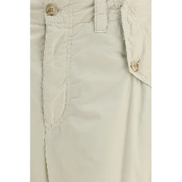 Beige Cotton Casual Pants