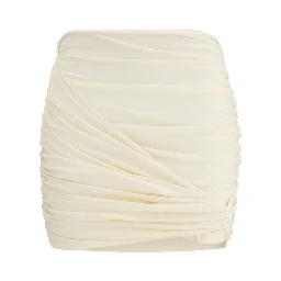 Beige Fabric Mini Skirt