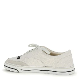 White Linen Low Top Sneakers