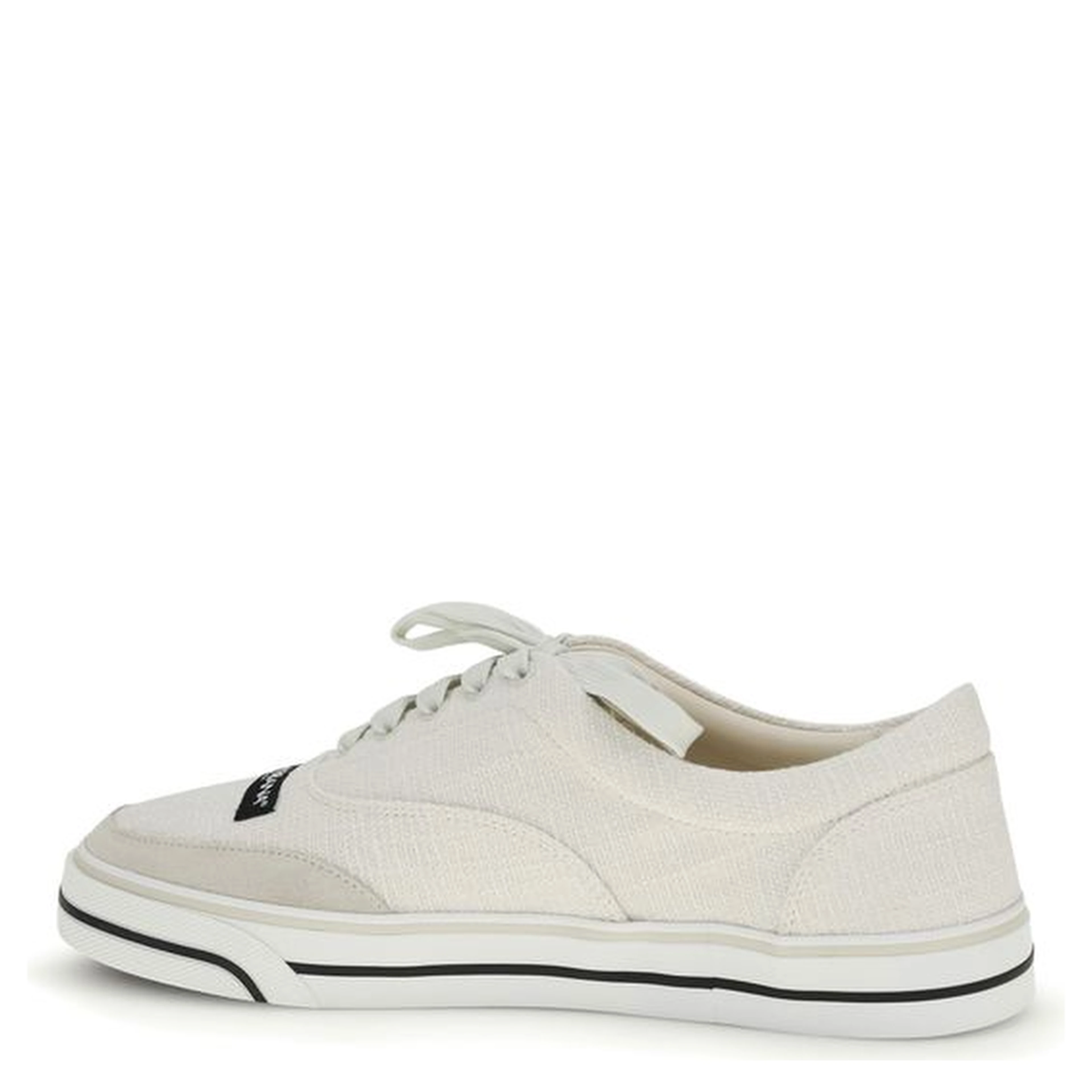 White Linen Low Top Sneakers
