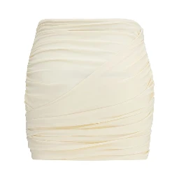 Beige Fabric Mini Skirt