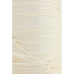 Beige Fabric Mini Skirt