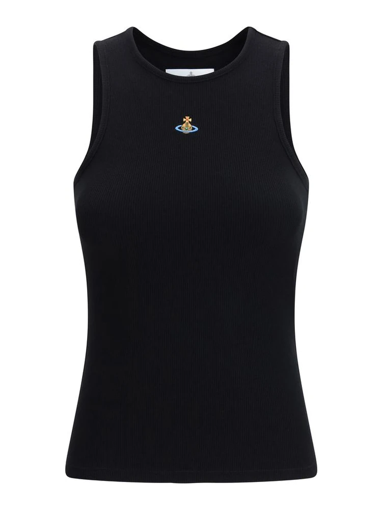 Black Cotton Sleeveles T-Shirt