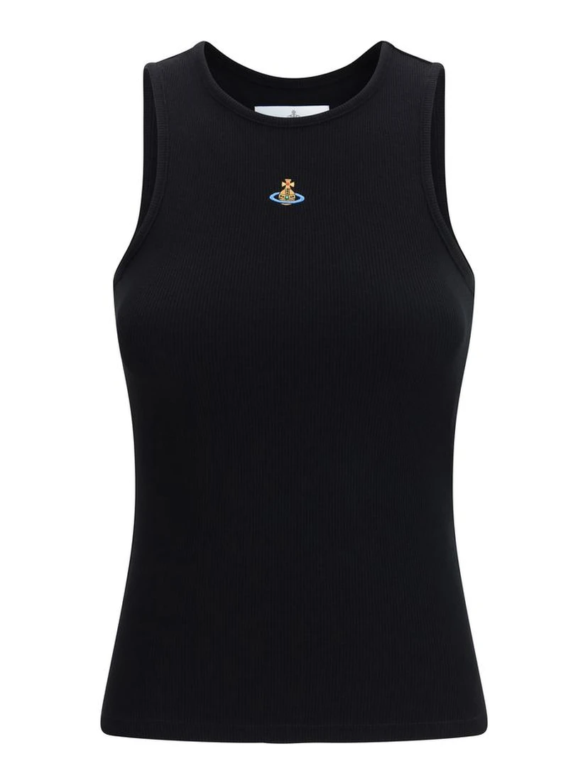 Black Cotton Sleeveles T-Shirt