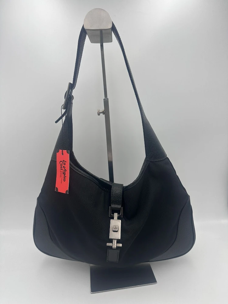 GUCCI JACKIE Leather and Fabric Handbag