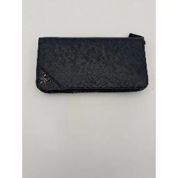 PRADA Zip in Blue Saffiano Wallet