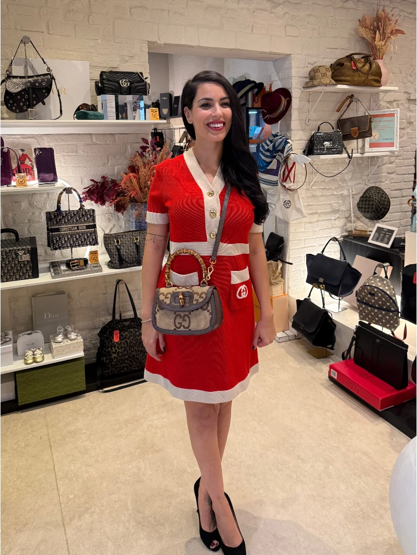 GUCCI BAMBOO 1947 GG Canvas Handbag