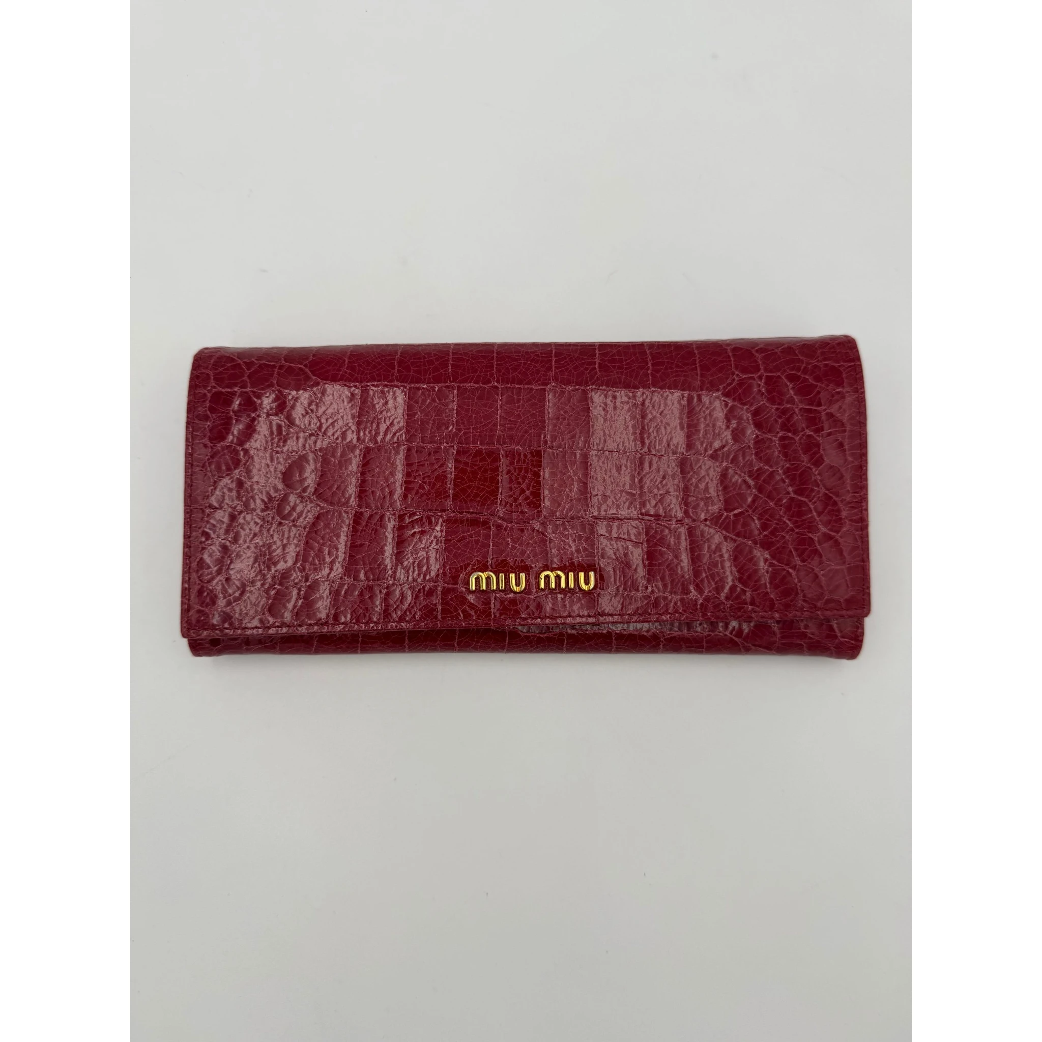 MIU MIU Rosso Crocodile Print Leather Wallet