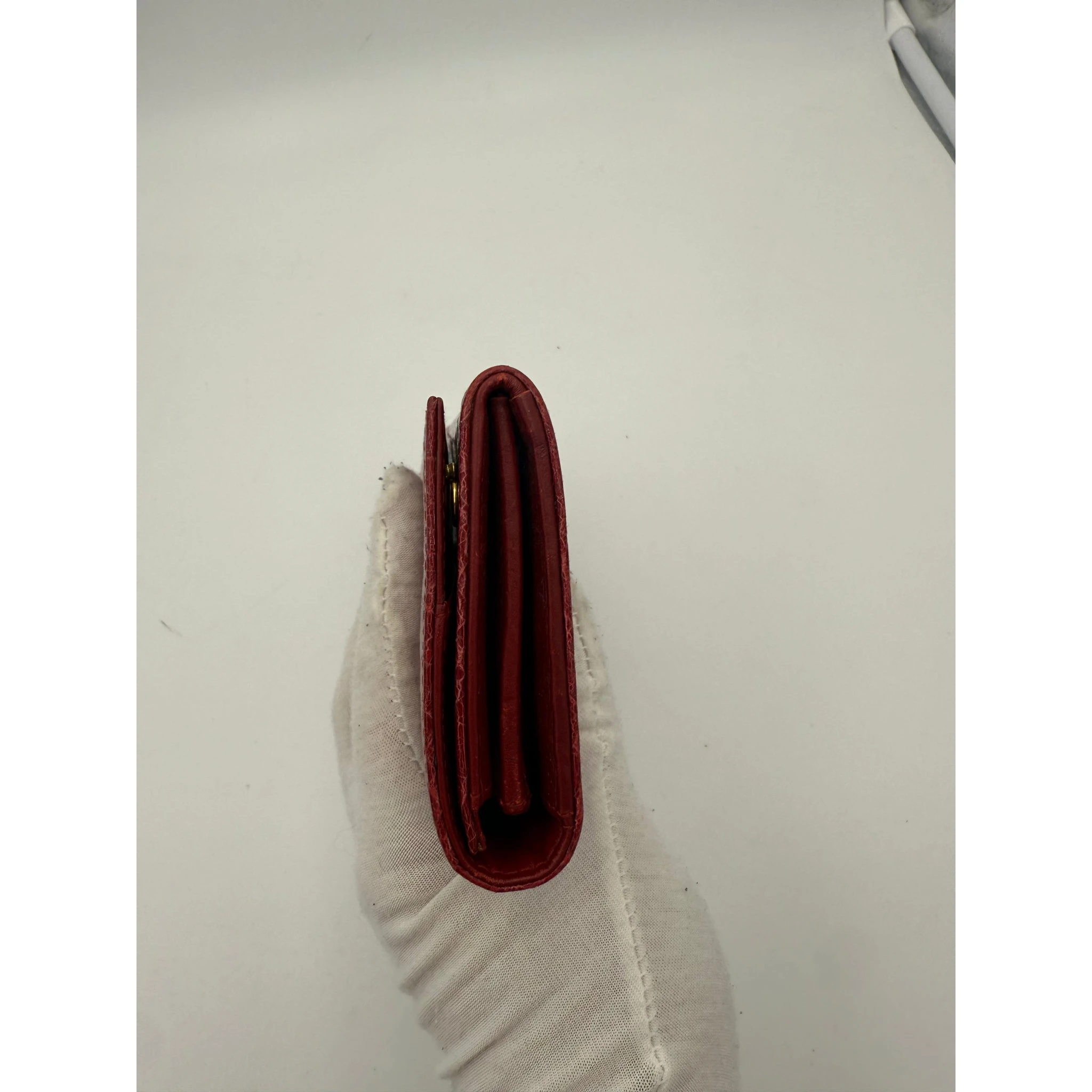 MIU MIU Rosso Crocodile Print Leather Wallet