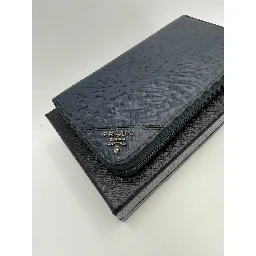 PRADA Zip in Blue Saffiano Wallet