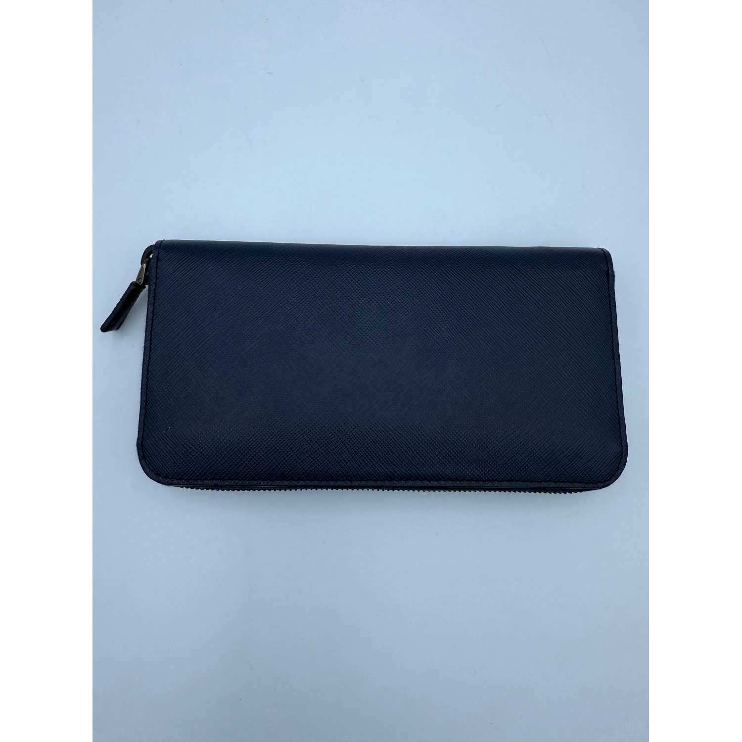 PRADA Zip in Blue Saffiano Wallet