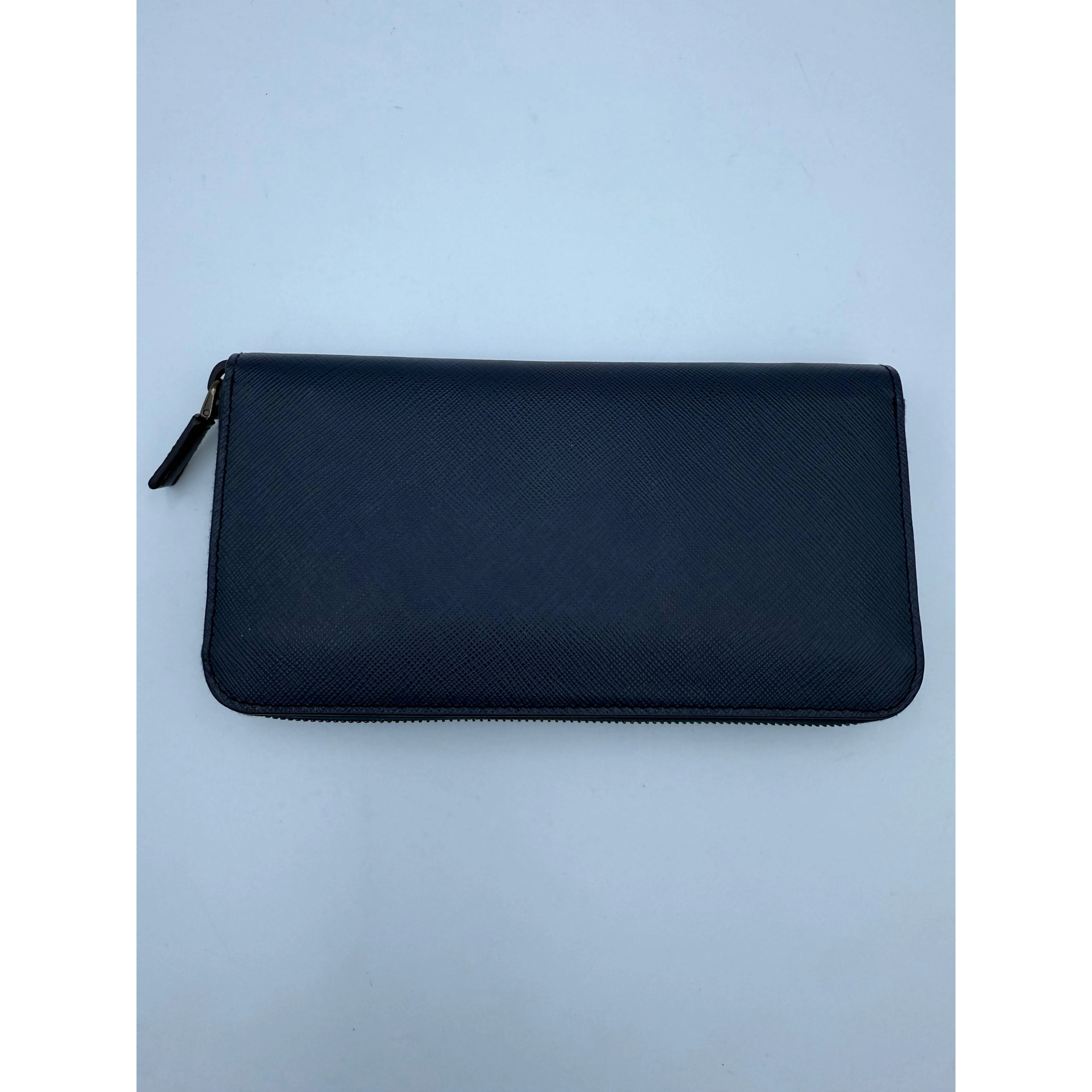 PRADA Zip in Blue Saffiano Wallet