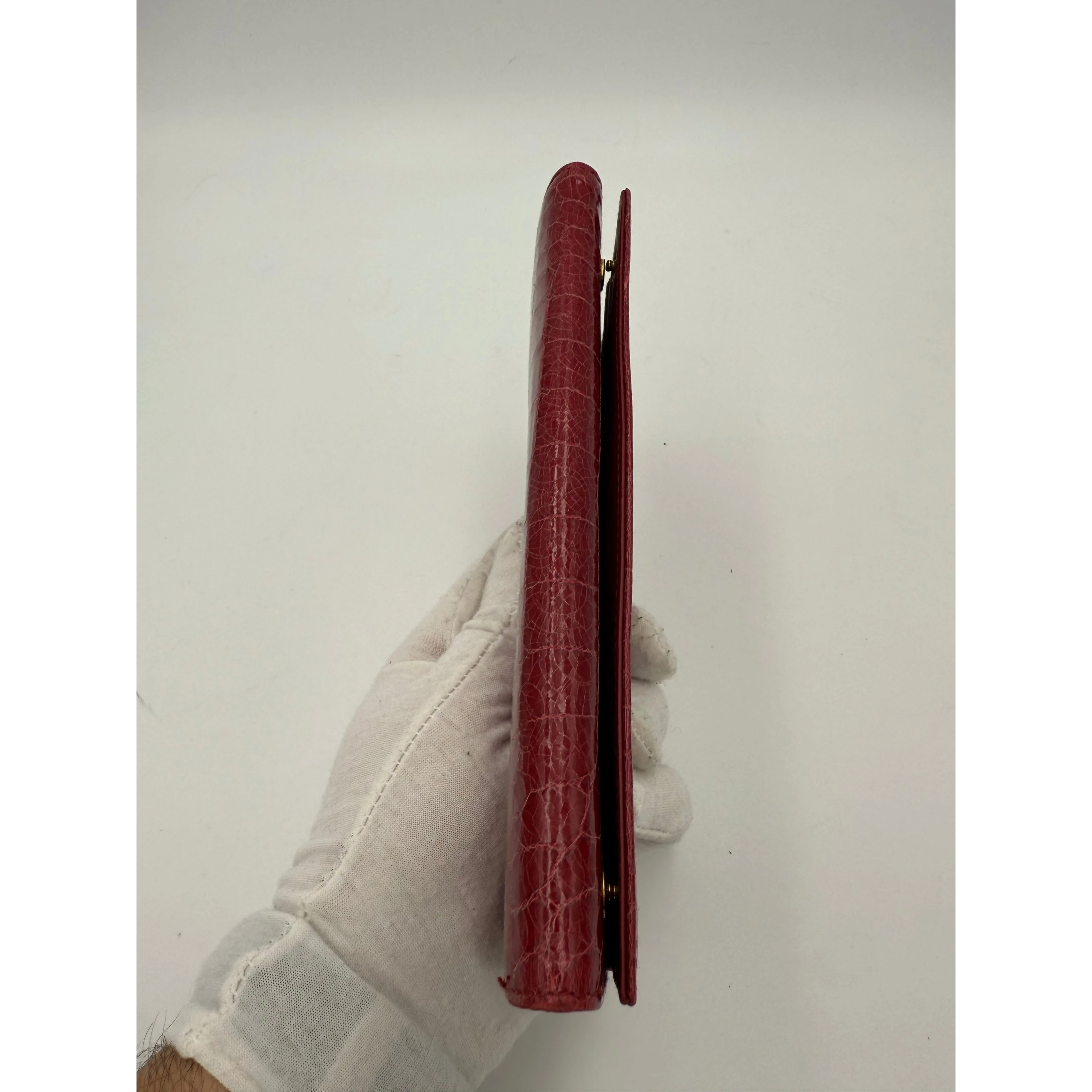 MIU MIU Rosso Crocodile Print Leather Wallet