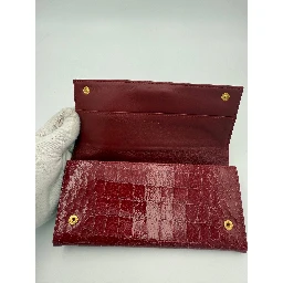 MIU MIU Rosso Crocodile Print Leather Wallet
