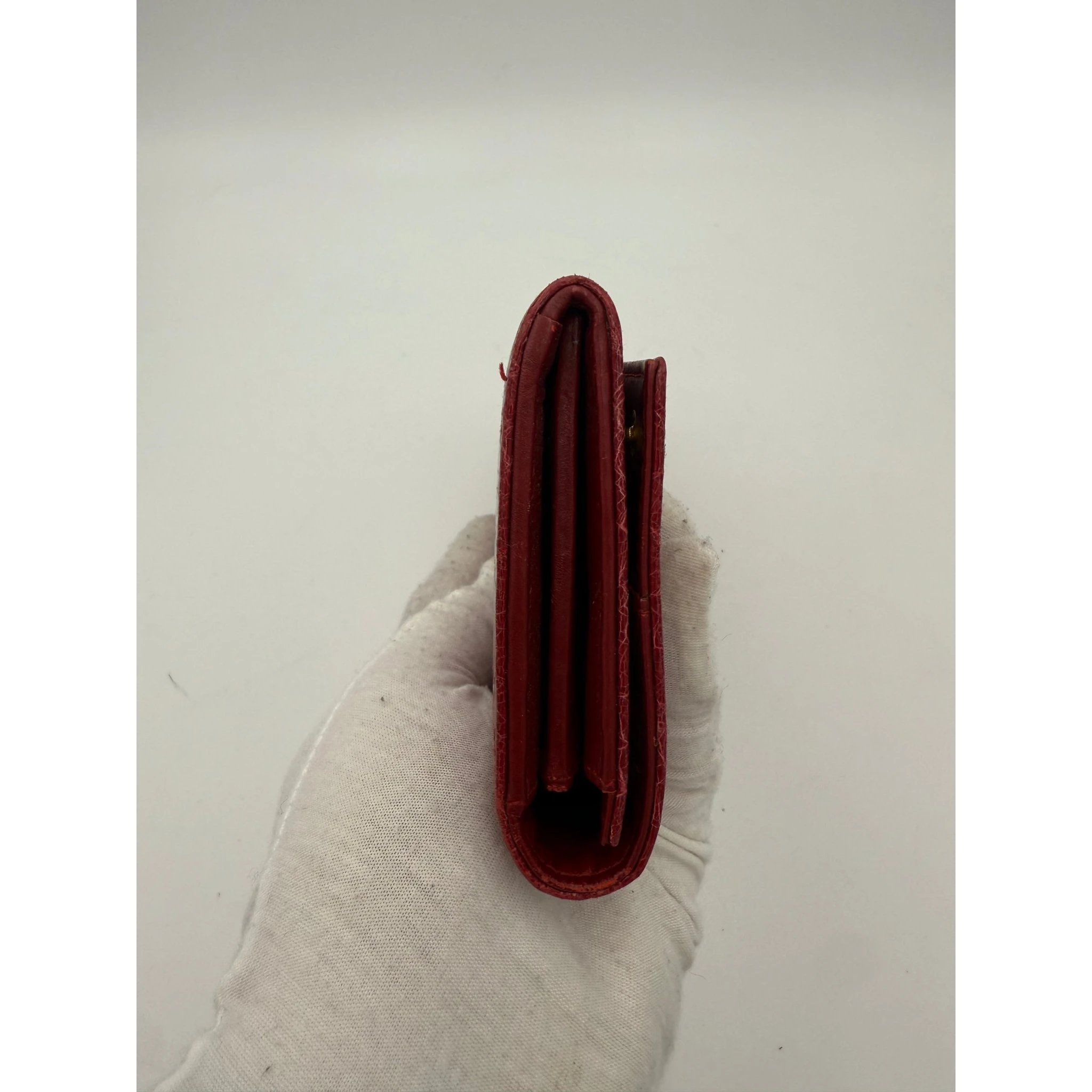 MIU MIU Rosso Crocodile Print Leather Wallet