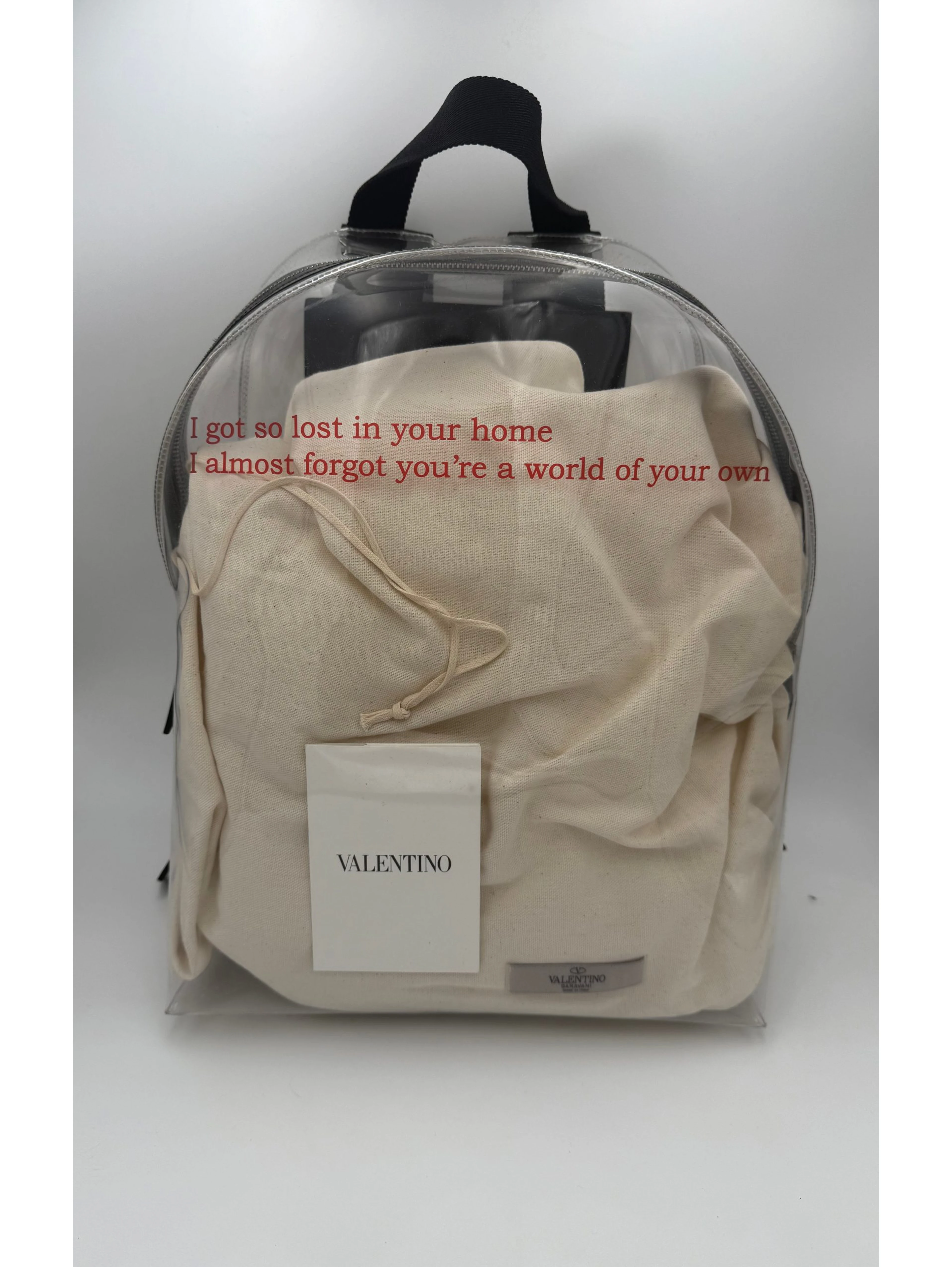 VALENTINO GARAVANI Leather and Transparent Plastic Backpack