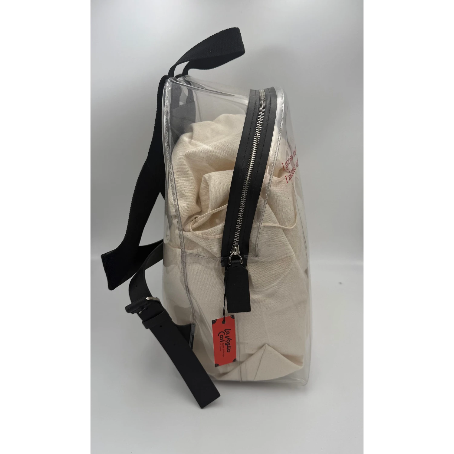 VALENTINO GARAVANI Leather and Transparent Plastic Backpack