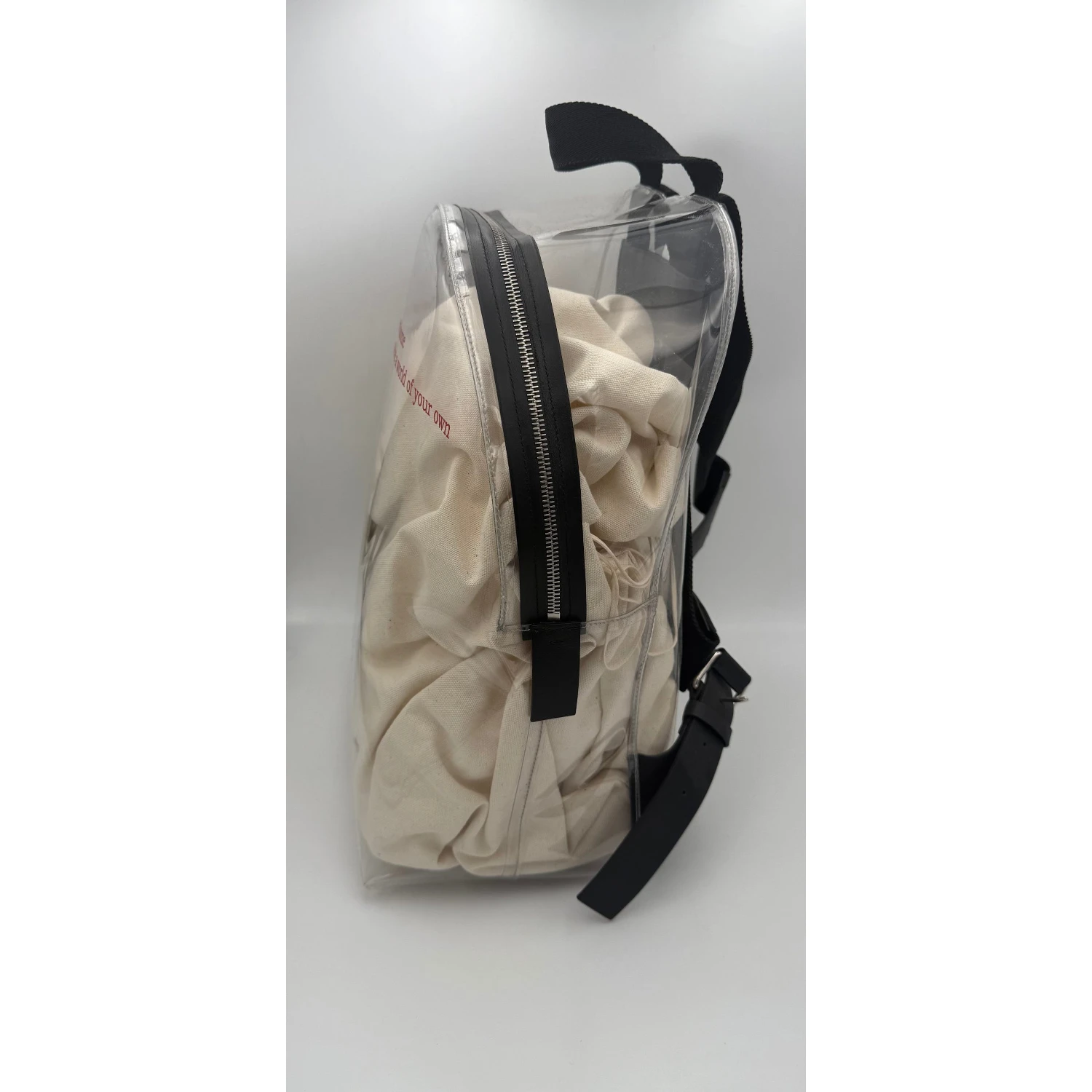 VALENTINO GARAVANI Leather and Transparent Plastic Backpack