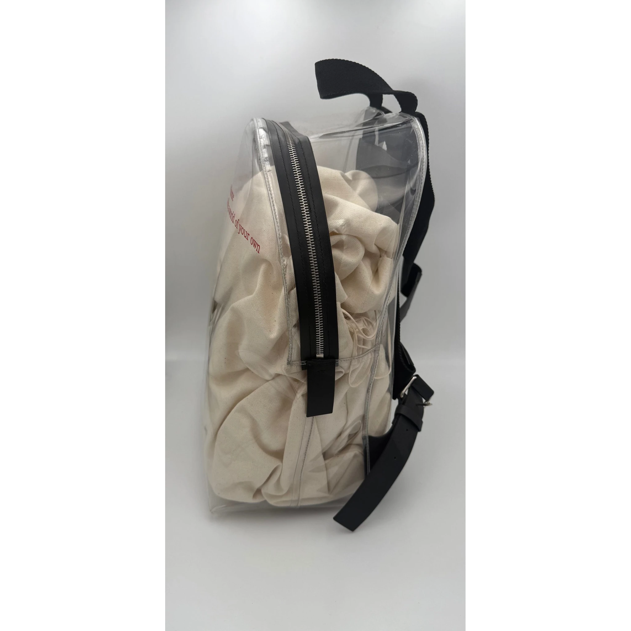 VALENTINO GARAVANI Leather and Transparent Plastic Backpack