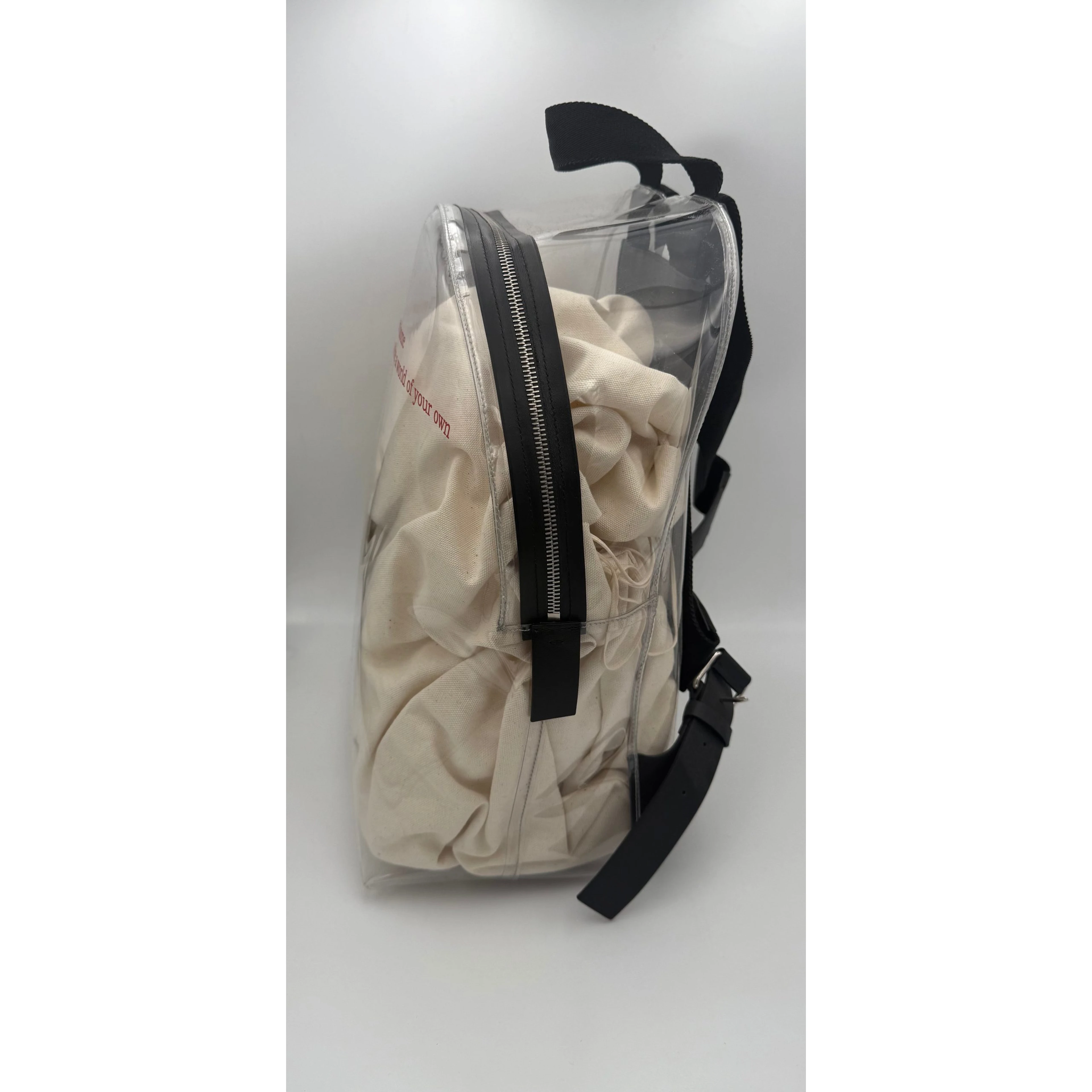 VALENTINO GARAVANI Leather and Transparent Plastic Backpack