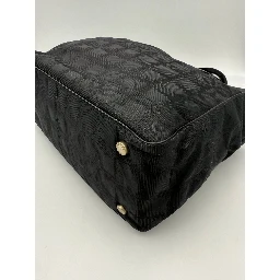 CHANEL Shopping Black Leather and Fabric Tote Bag