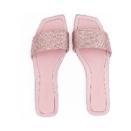 Pink Satin Crystal Clovis Flat