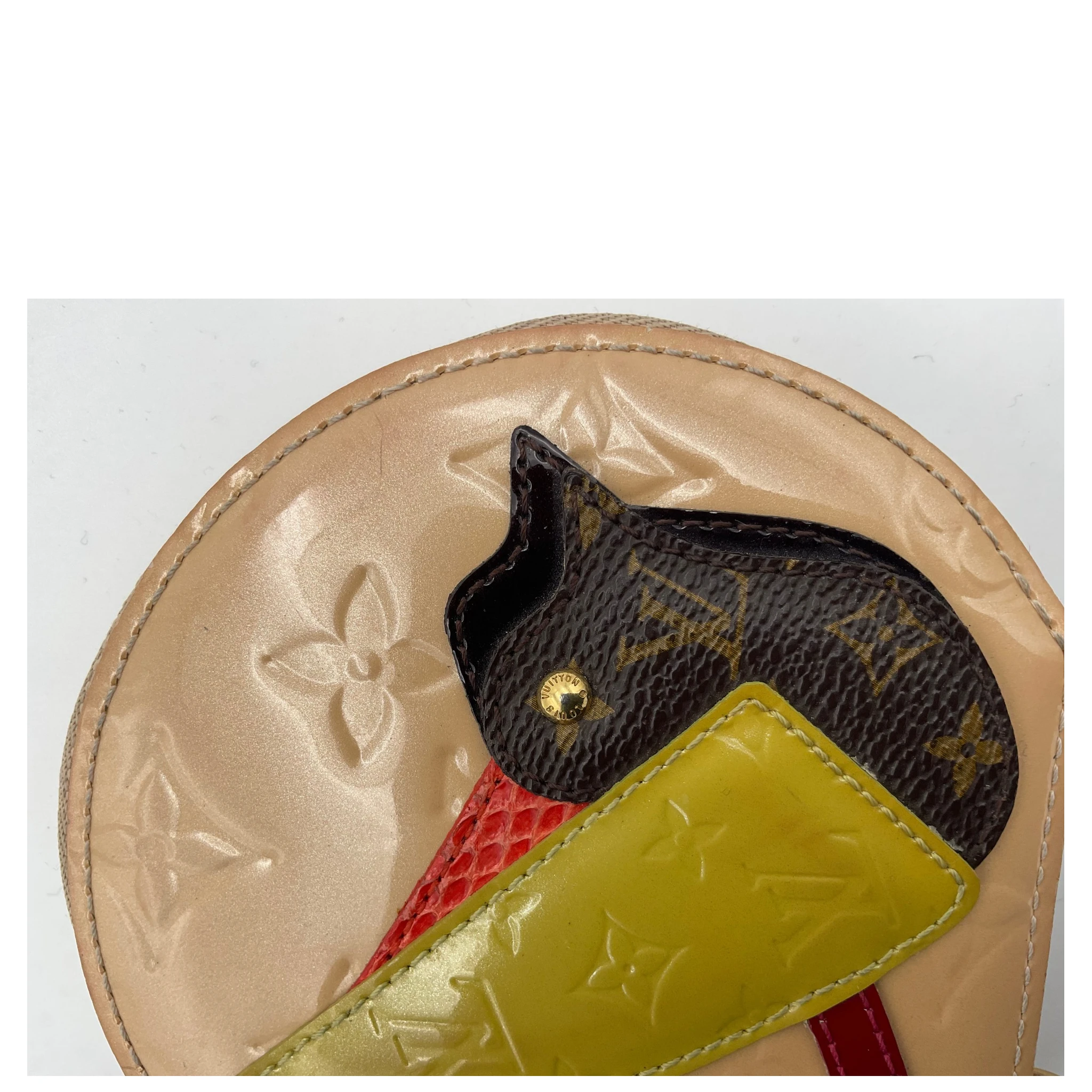 LOUIS VUITTON Micro Boite Chapeau Patent Patchwork LV Bird Coin Purse