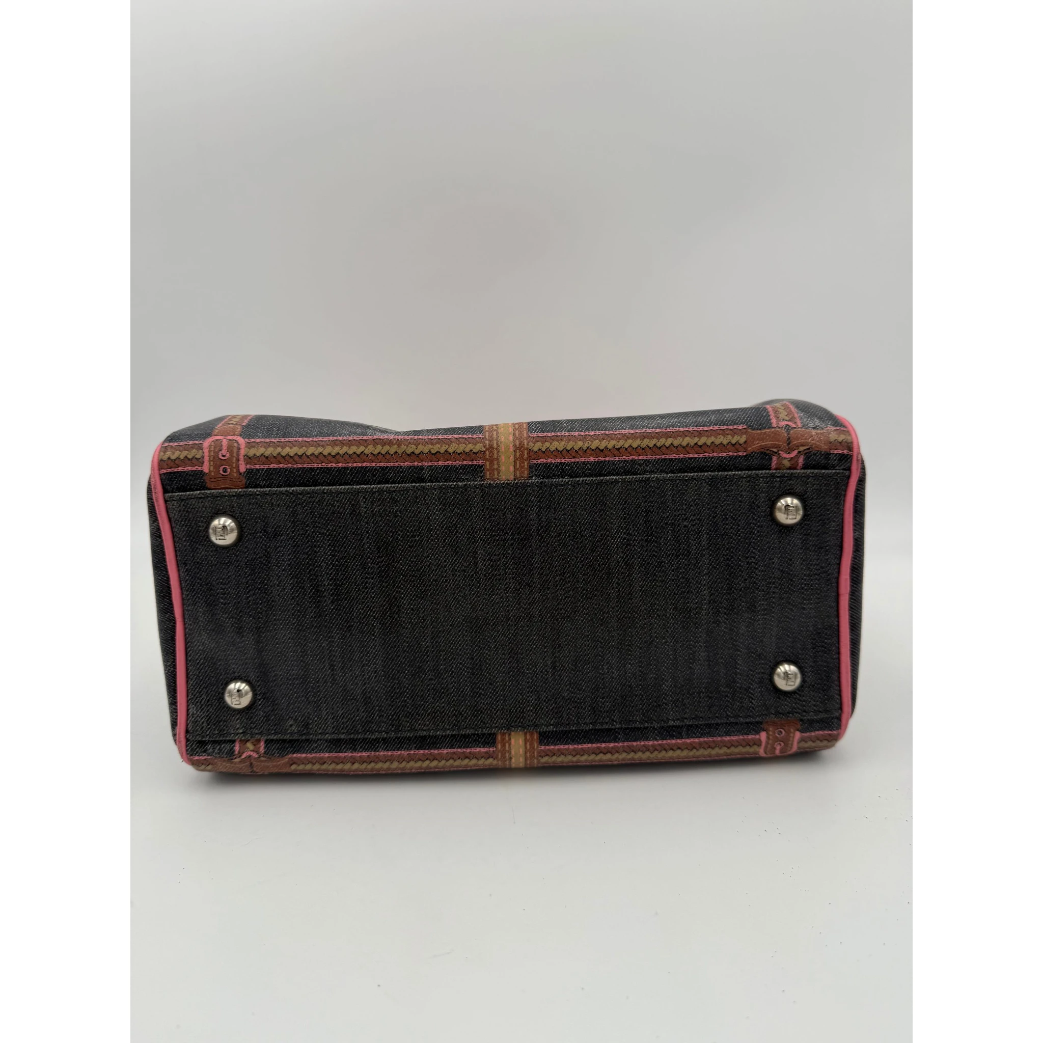 FENDI Bauletto Canvas Print Selleria Handbag