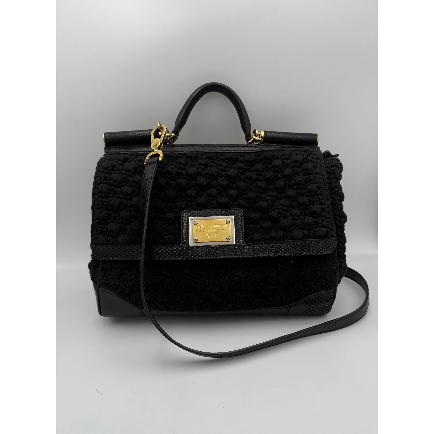 DOLCE & GABBANA Sicily Python and Macramé Handbag