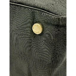 CHANEL Shopping Black Leather and Fabric Tote Bag