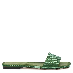 Green Satin Crystal Clovis Flat
