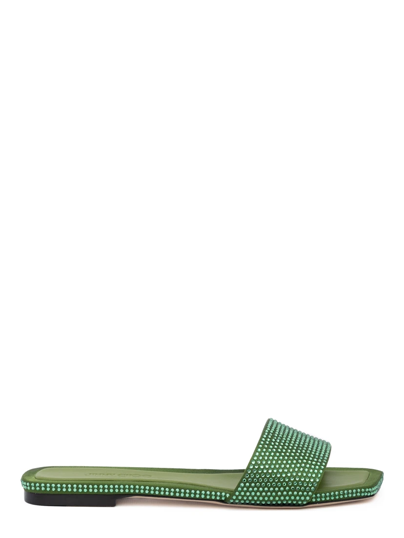 Green Satin Crystal Clovis Flat