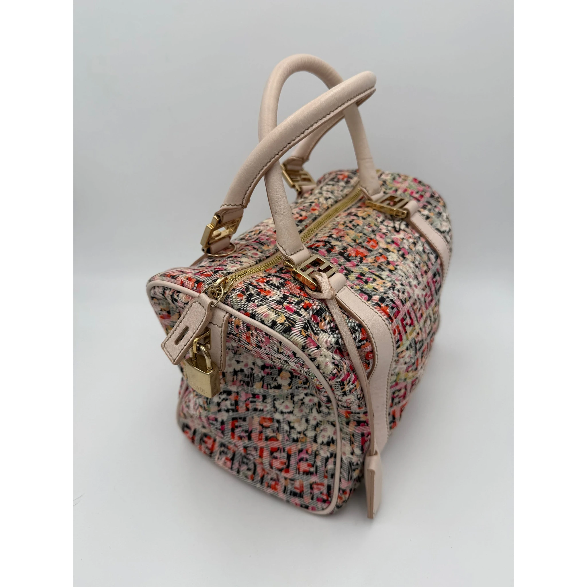 FENDI Bauletto FF Fabric Flowers Handbag